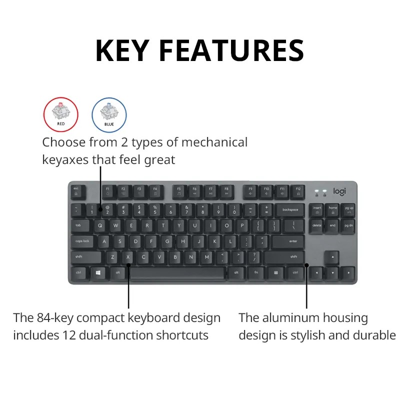 Logitech K835TKL Wired Mechanical Keyboard Key Cap 84 Small Keys Esports Gaming Laptop