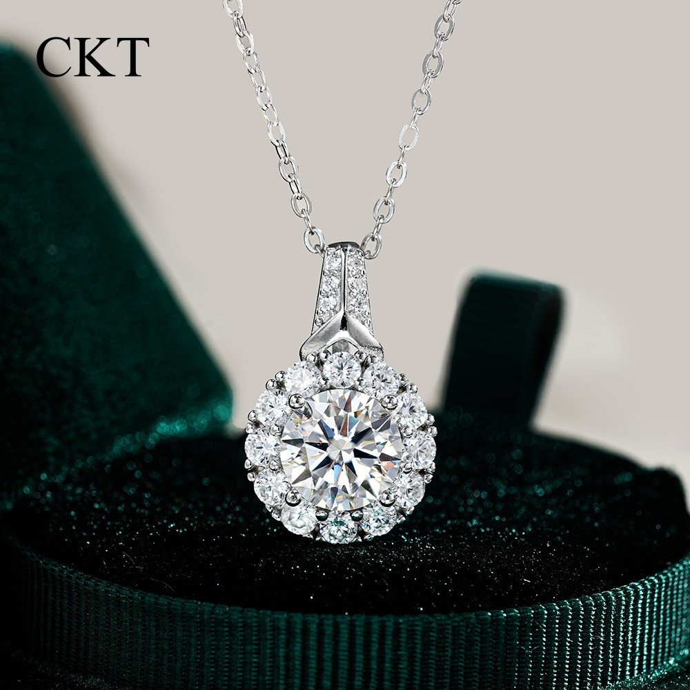CKT 18k White Gold Pendant 2ct Moissanite Diamond Necklace for Women Platinum Pt950 New Style