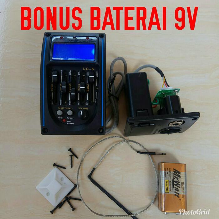 Equalizer Eq Preamp Tuner Gitar Akustik Prener Lc-Lcd 5 Band