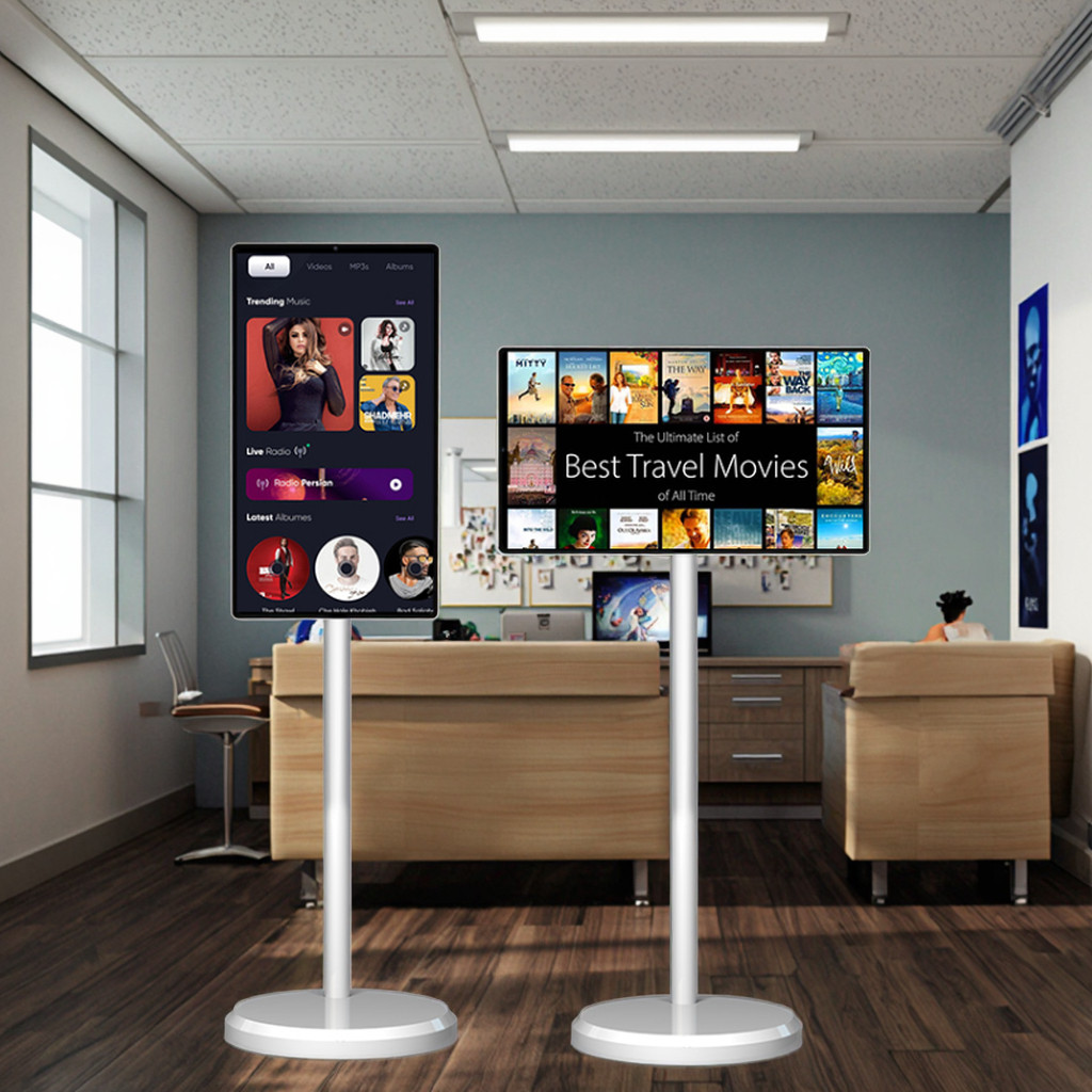 21.5 Inch 4+64GB OLED TV Mini Smart Android Televisor On Wheels Movable Charging Built-In Battery