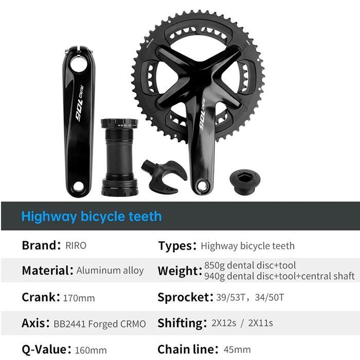 RIRO 106 CRANKSET ROADBIKE DOUBLE CHAINRING HT2 HOLLOWTECH CRANK + BB