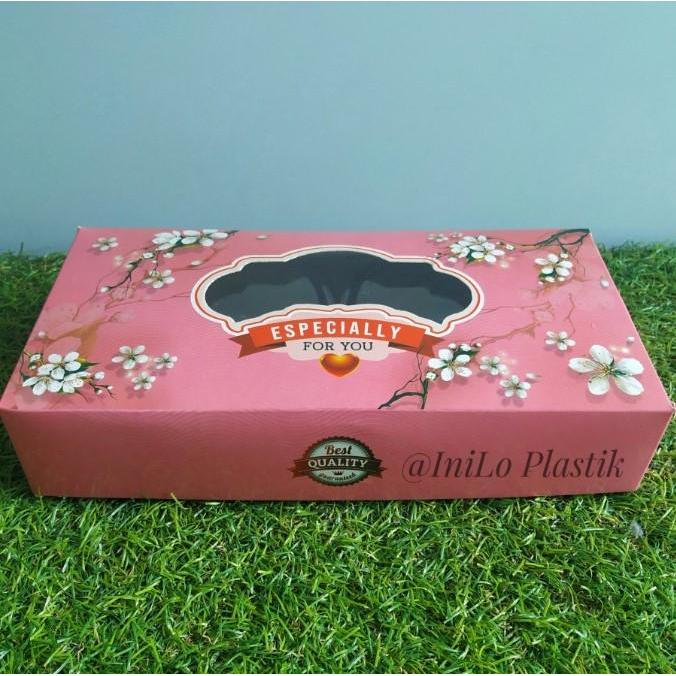 doni- Box Hampers @10Pcs Dus Pink Motif Bunga/ Dus Toples Kue 250Gr