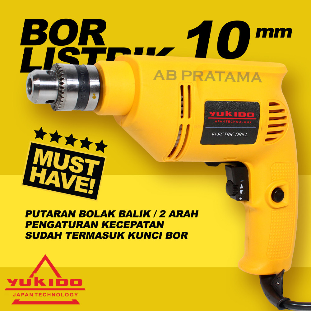 Mesin bor listrik 10mm set lengkap/Mesin Bor Tangan Listrik Bolak Balik Variabel Speed/mesin bor