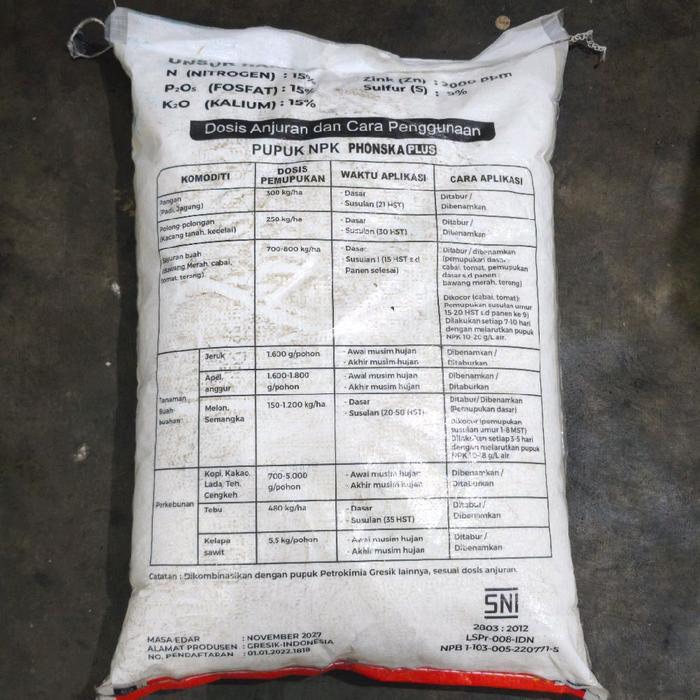 Mrono_Mrene Phonska Plus Pupuk Majemuk Npk 15-15-15 Sak 25 Kg Dengan Sulfur & Zink Untuk Pertumbuhan