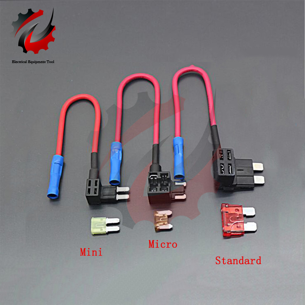 12V Micro Mini Standard Size Car Fuse Holder Add-a-circuit TAP Adapter ATM APM Blade Auto Fuse With 