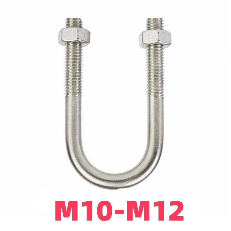 M10 M12 U-shaped Bolt Tube 12-219mm Clamp 304 Stainless Steel U-shaped Screw U-shaped Pipe Clamp