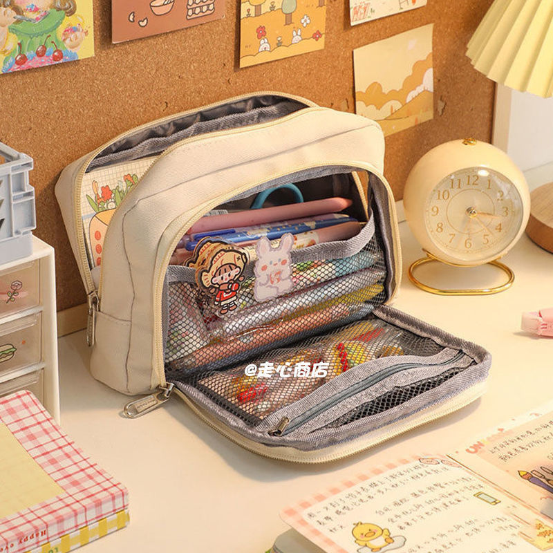 Large Capacity Pencil Bag Aesthetic School Cases Girl Kawaii Stationery Holder Bag Children Pen Case