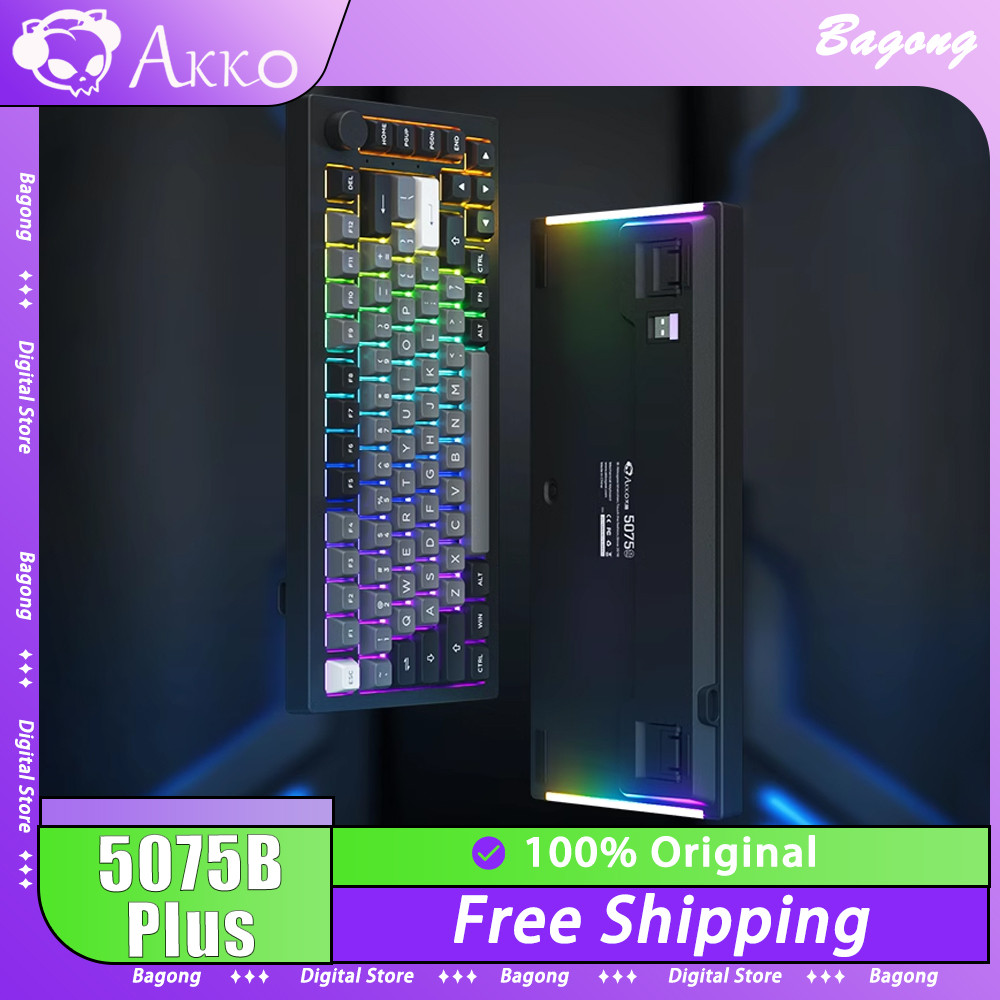 AKKO 5075B Plus Mechanical Keyboard Multifunctional Knob Three Mode RGB Hot Swap Wireless Gaming Key