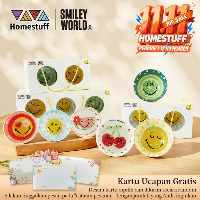 [11.11 SALE][SNI] HOMESTUFF x SmileyWorld / Hampers Mangkok Set SmileyWorld / Motif SmileyWorld lucu