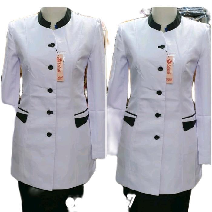 Baju Kerja Wanita Putih Hitam/ Pakaian Kerja Wanita Putih Hitam/ Atasan Putih List hitam baju kerja