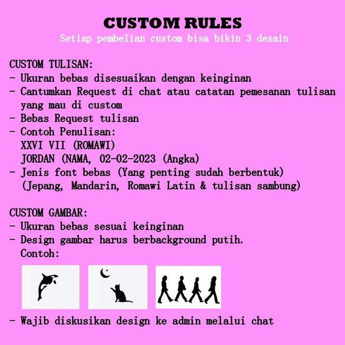 z69h- Custom Design Tatto Temporary Henna Nama, Angka, Romawi, Gambar