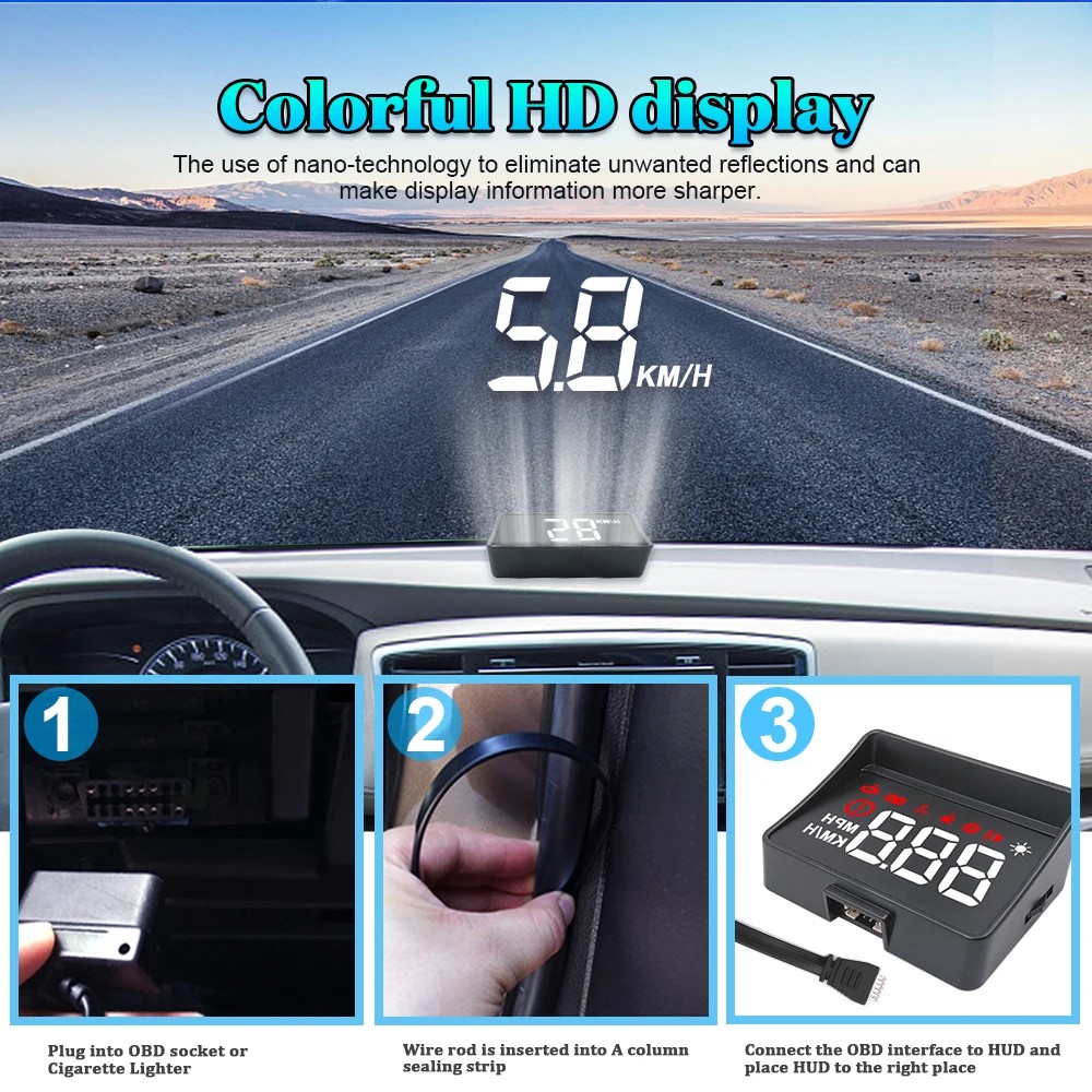 For Hud Obd Head Up Display Obd2 On-Board Computer Smart Digital Speed Meter With Overspeed Alarm