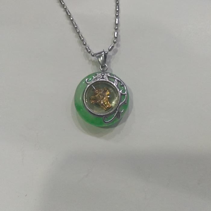 Kalung Salib Giok Hijau / Kalung Salib Cewek Batu Giok / Kalung Salib Ready