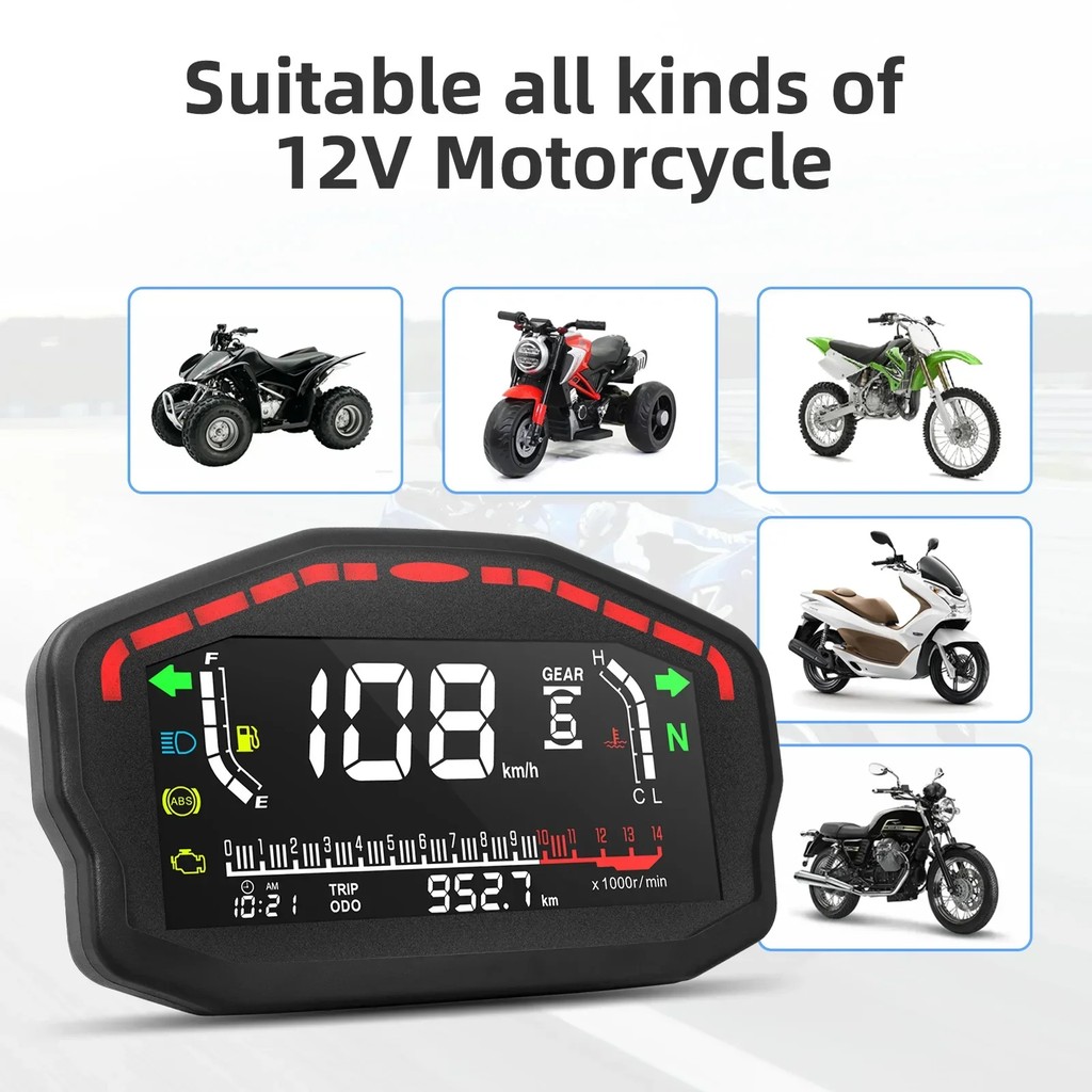 14000 Rpm Display Speedometer Digital Odometer Backlight Moto Dashboard For Bmw Honda Ducati