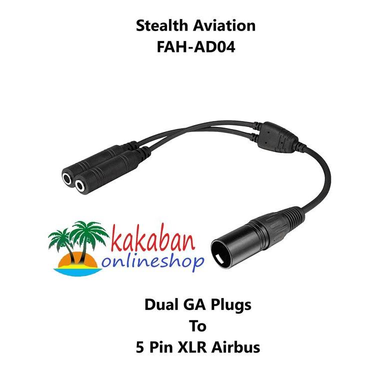Stealth Aviation Headset Adapter - Dual Ga Plugs To 5 Pin Xlr Airbus Gercep