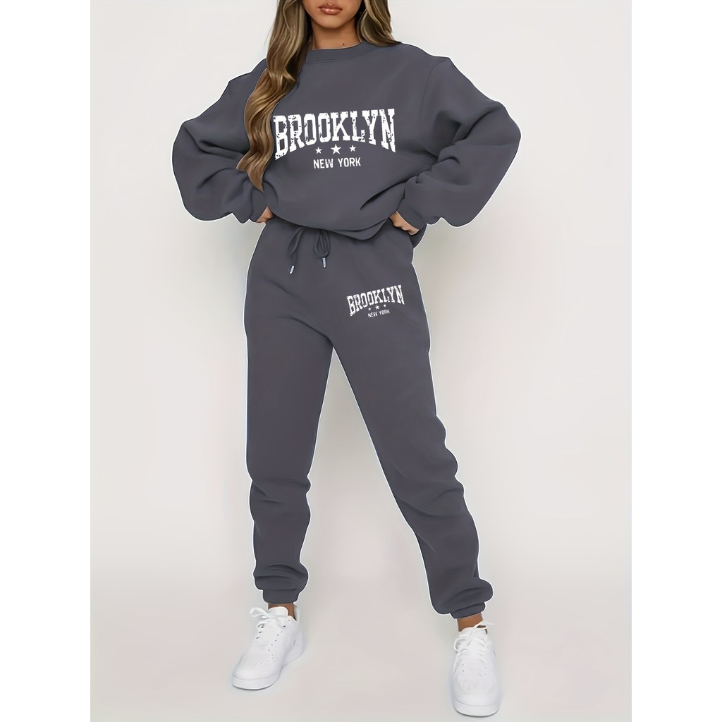 Autumn Winter Women's Sweater Pants Set Women Hoodie set Street Hip Hop Clothing Casual Female