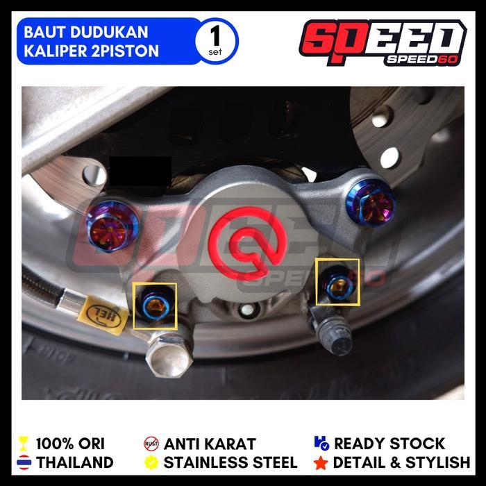 Scarlet - Aut Dudukan Kaliper Brembo 2 Piston Stainless King Nut Thailand