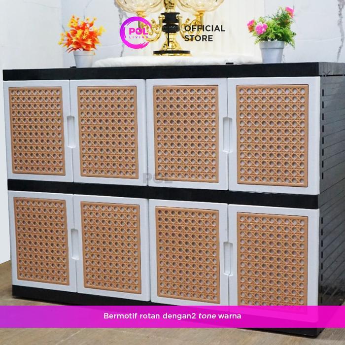 Pol - Lemari Tv Serbaguna Rotan Plastik 2 Susun