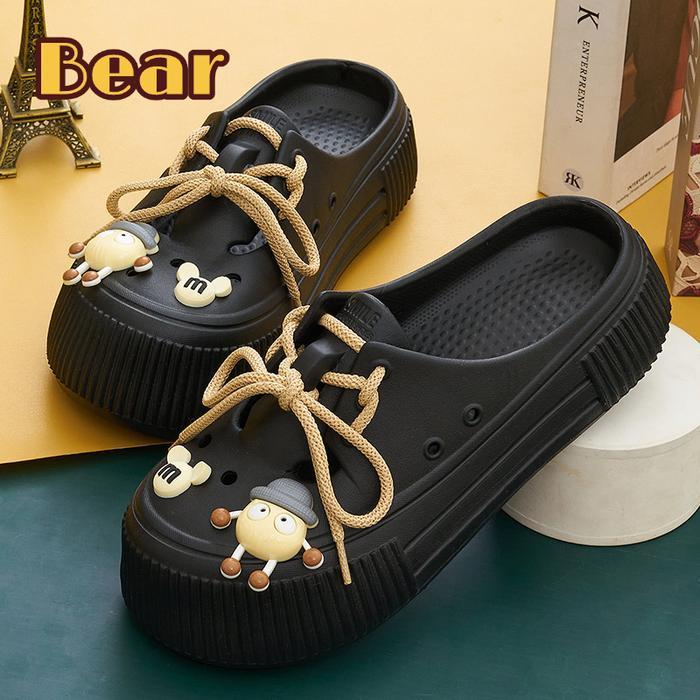 Sale Bear 2025 Sepatu Sandal Wanita Baim Sendal Jibbitz Sandal Sepatu Wedges Sandal Kodok Uk:36-41