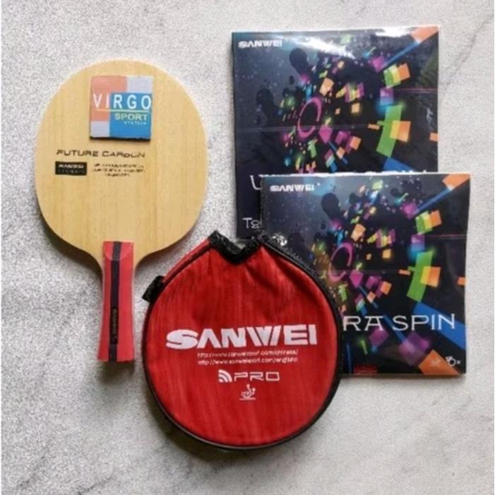 PARKIT 7 BET PINGPONG SANWEI FUTURE CARBON+BONUS COVER KARET SANWEI ULTRASPIN BAT BET PINGPONG TENIS