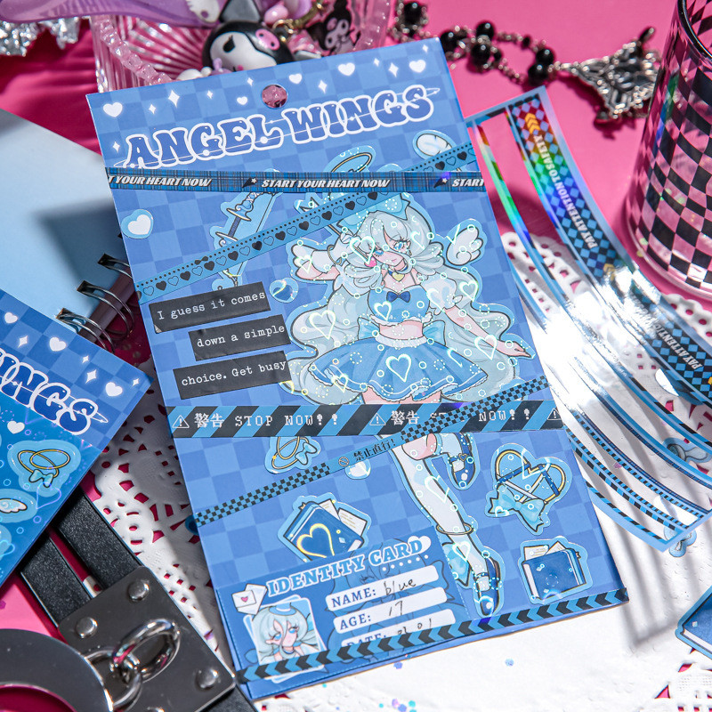 MOHAMM 1 Sheet Sweetheart Stationery Sticker with Laser Film Overlay for Scrapbooking DIY Decorative