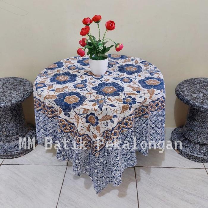 Taplak Meja Tamu Kantor Guru Kain Batik Print Motif Bunga