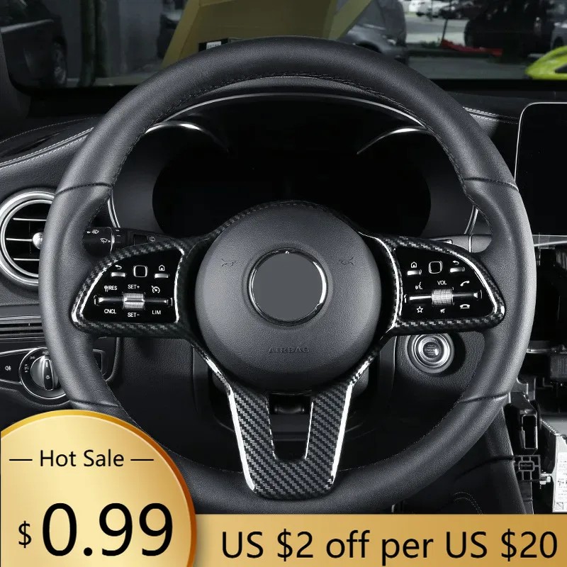 Steering Covers Car Steering Wheel Button Frame Sticker Trim for Mercedes Benz W177 W247 W205 W213