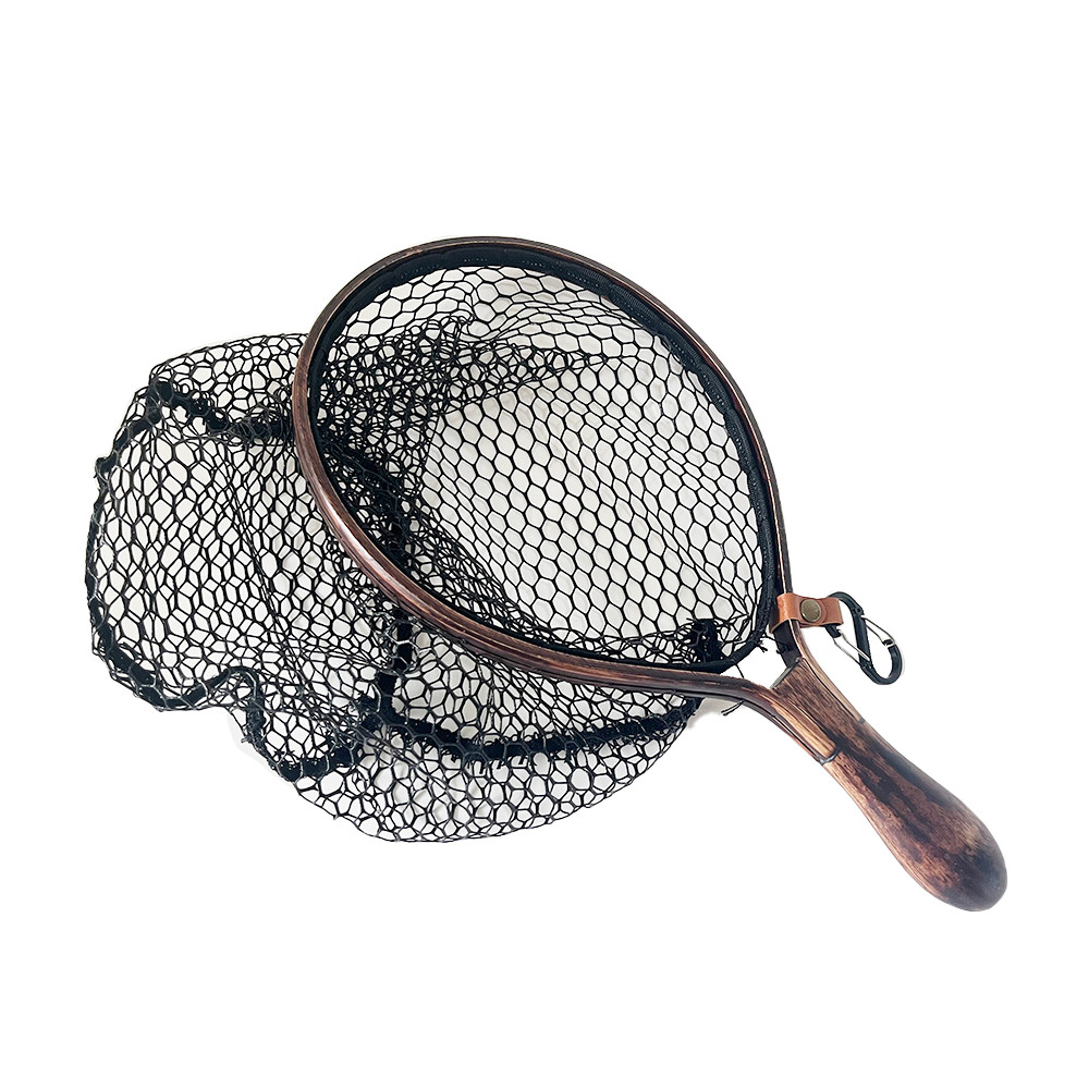 Landing Net, Fly Fishing Net Landing Catch and Release Net Wooden Frame Portable Lightweight for