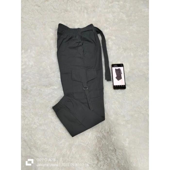 mjyc- Celana Joger Panjang Wanita Bahan Katun Twill Combad Bb 40-100Kg Celana Tali Samping