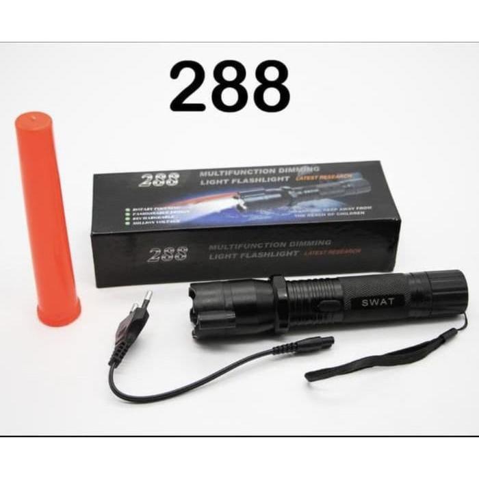 New Senter SWAT Plus Laser & Kejut Listrik Stun Gun Laser 288 Multifunction Dimming Light Flashlight