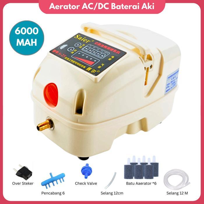 POMPA AERATOR BATERAI 6 MAH POMPA GELEMBUNG UDARA AC DC KOLAM IKAN AKUARIUM