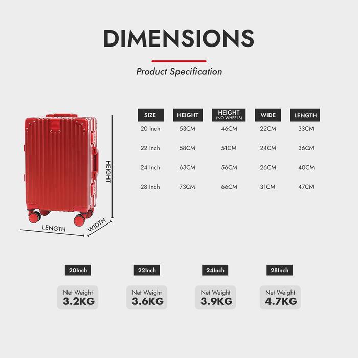 aqc8- Roaming Koper A055 Kabin Size 20 Inch Sd Bagasi Size 28 Inch Alumunium Frame Tsa Lock