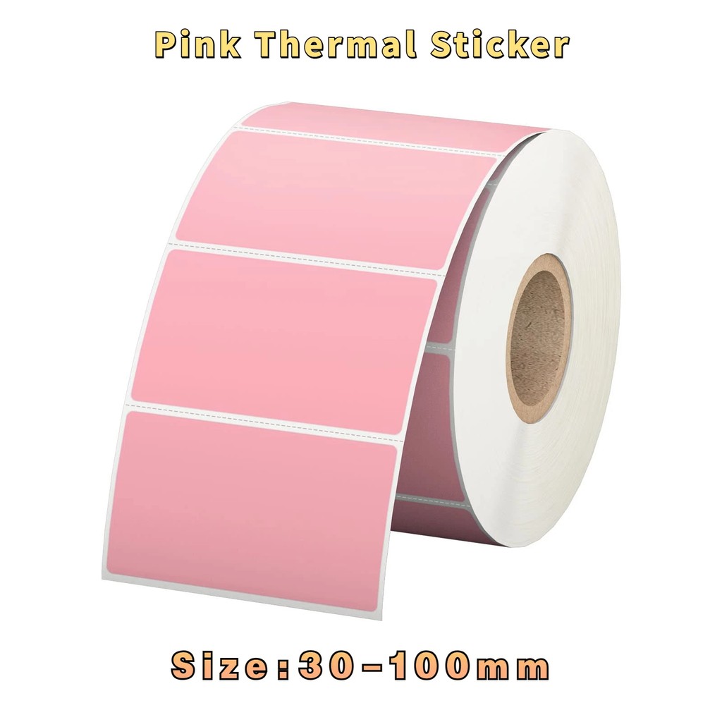 Direct Thermal Labels Stickers Pink Color Replacement for Self-Adhesive Address Shipping Barcode for