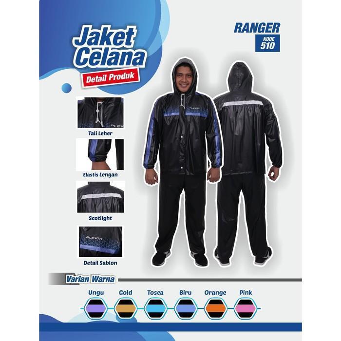 ASLI Stelan Jas Hujan Jaket Celana RANGER / Plevia 510 Night Ranger - Jas Hujan Setelan Ranger Hitam