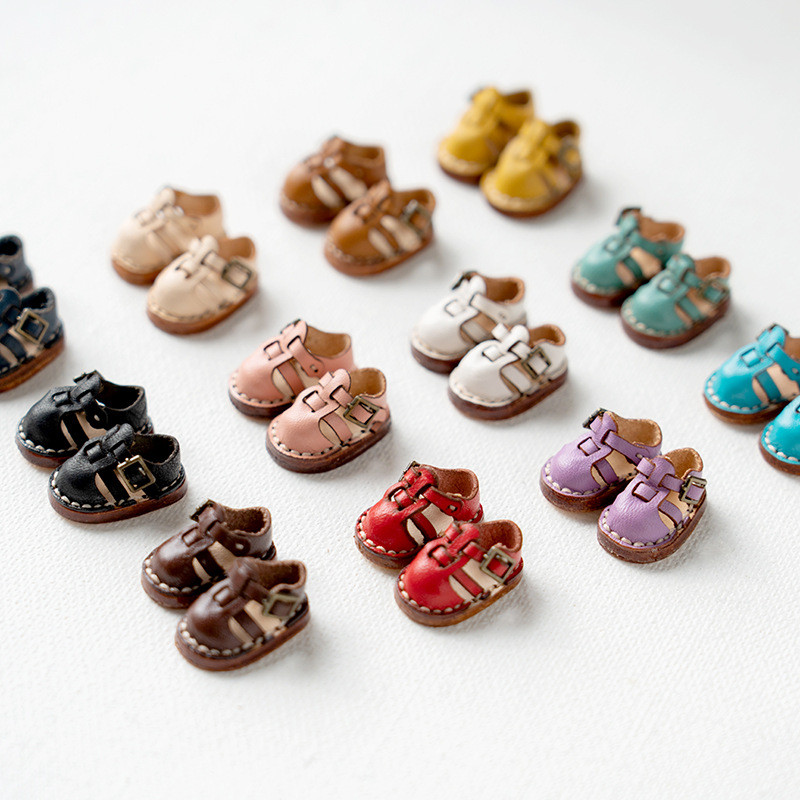 Handmade Doll Lovely Button Sandal Shoes Fashion Holala Cowhide Shoes For Obitsu11,P9, Gsc, Ymy,