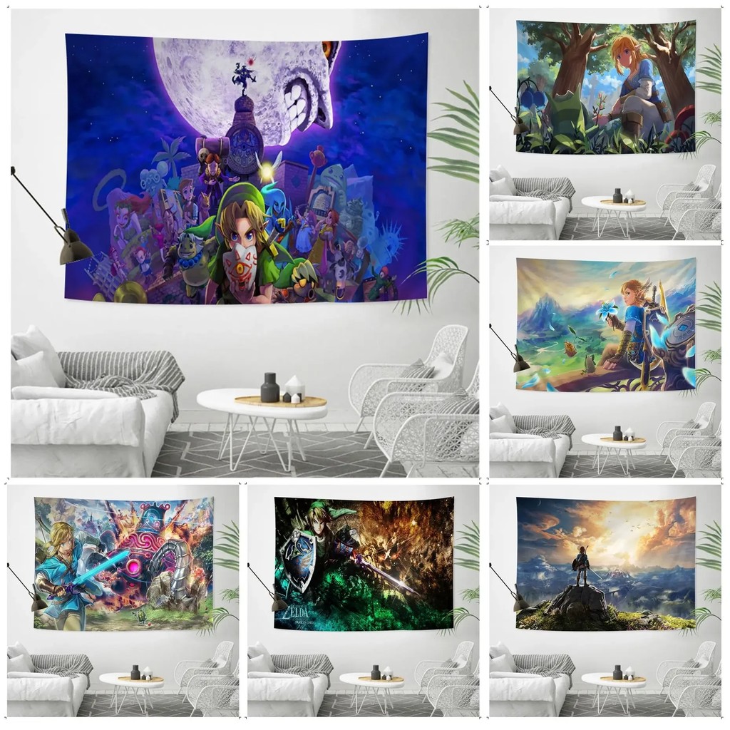 THE ZELDAS Cartoon Tapestry Japanese Wall Tapestry Anime Wall Hanging Sheets