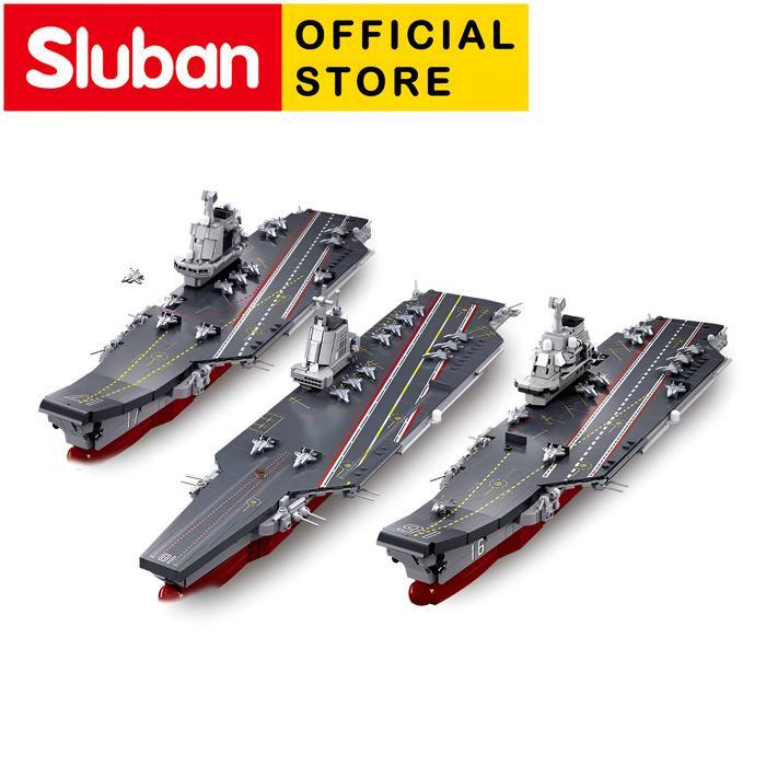 SALE Mainan Brick Sluban Kapal Induk Army Navy Aircraft Carrier 3 Set B1209 Termurah