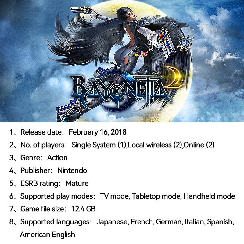 Switch Bayonetta 2+1 Game Deals Bayonetta 2 and Bayonetta 1 for  Switch OLED Switch Lite Switch Game
