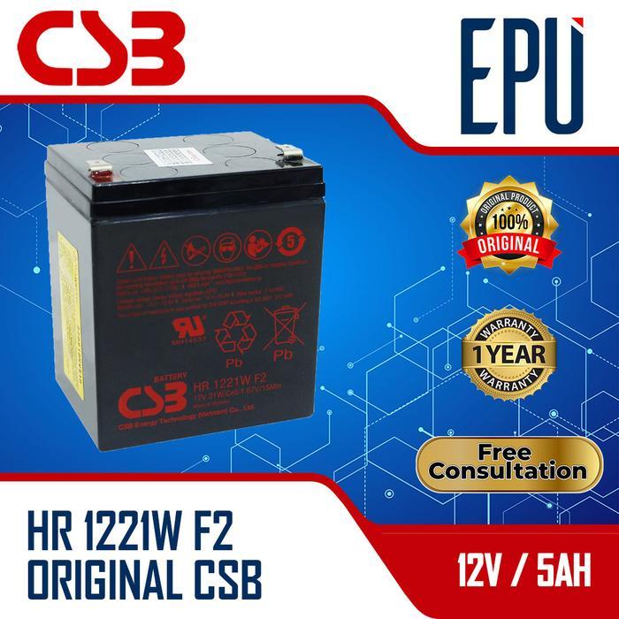 Terlaris - Aki UPS CSB 12V 5AH HR1221W CSB HR1221 Baterai UPS Batere Aki Kering
