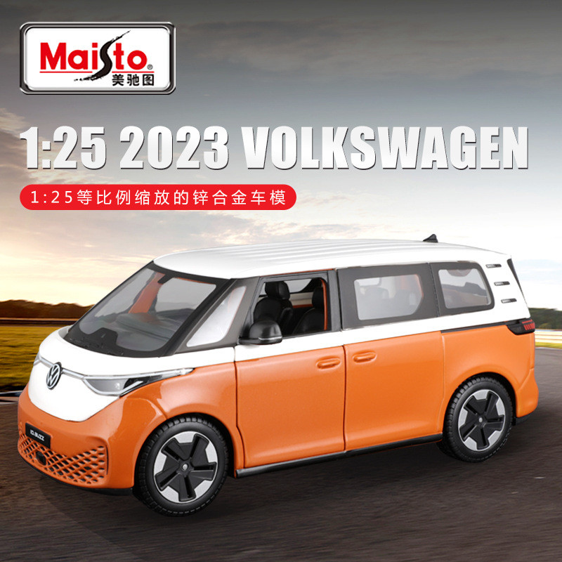 Model Mobil Maisto 1:24 VW ID.Buzz Die-Cast Alloy Metal Miniatur Bus Mainan Koleksi Hadiah Pria Rema