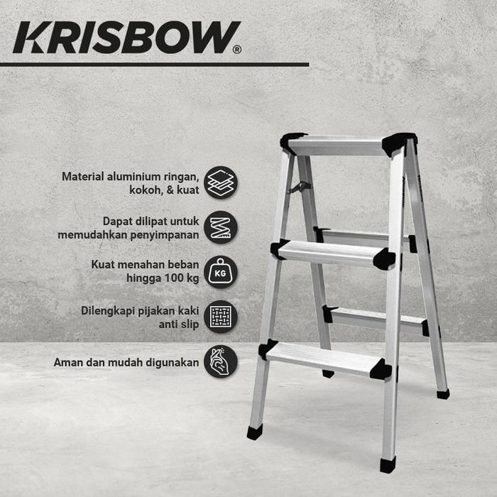 KRISBOW TANGGA LIPAT ALUMINIUM TANPA PEGANGAN 3 STEP