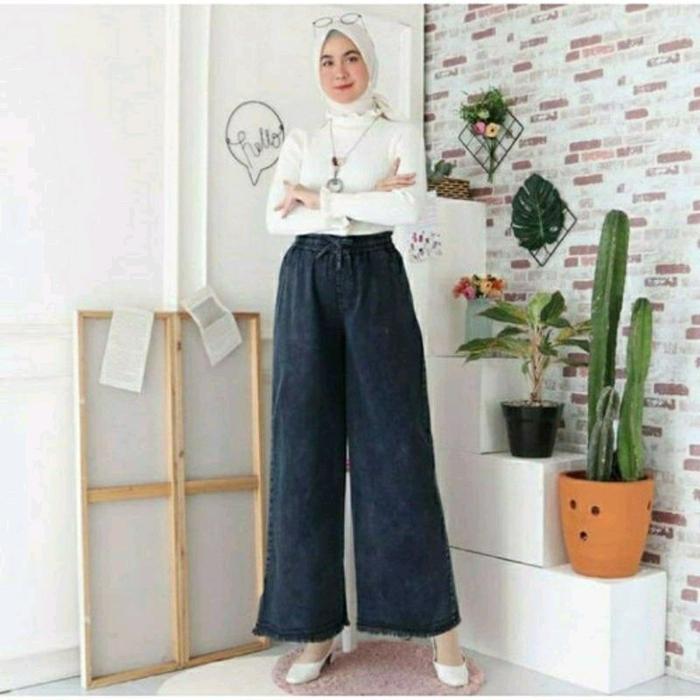 Promo Kulot Jeans Premium Pinggang Karet Kulot Jeans Jumbo - Muat Bb 45-100 Kg Original