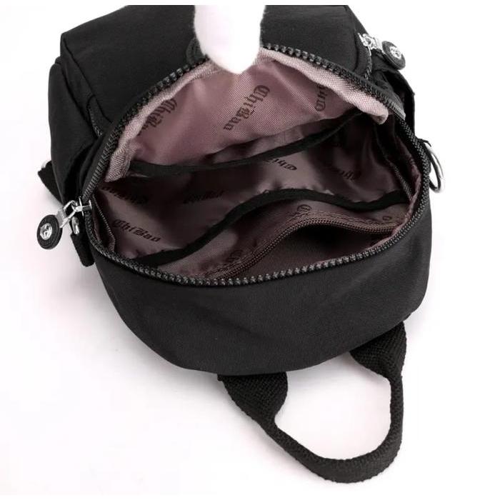 veluna- Tas Ransel Wanita Mini Model 4532 Kanvas Polos Hitam Pink Tas Ransel Mini Wanita Kanvas