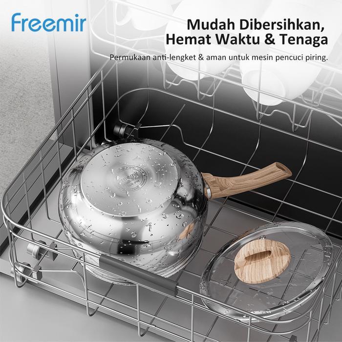 81tq- [Mega Sale] Freemir Panci Gemoy Stainless Sus 304 Anti Karat Kapasitas 2L Wajan Anti