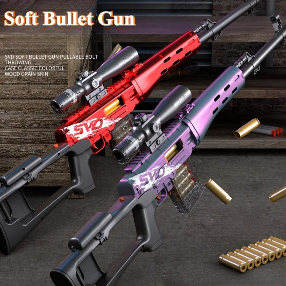 SVD Sniper Rifle Shell Ejection Soft Bullet Toy Gun Manual Outdoor Games Kid CS Fighting Game