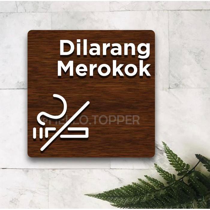 luhd- Sign Dilarang Merokok Kayu Kotak Signage No Smoking Papan Kayu