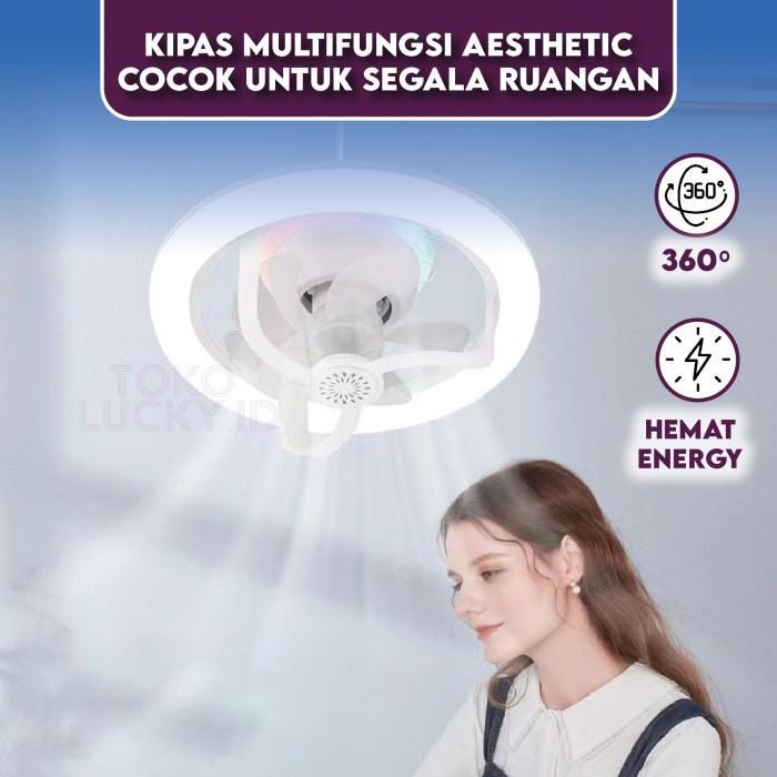 TerbaikGan- Lampu Kipas Angin Plafon Gantung Minimalis Rgb Rotation 360 Remote 3