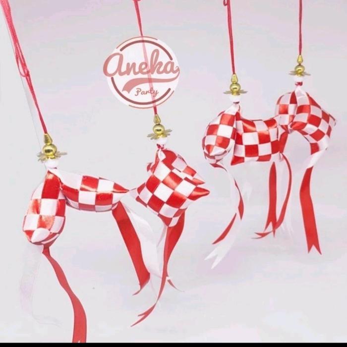 5jee- (3Pcs) Bendera Merah Putih/Ketupat Pita Merah Putih