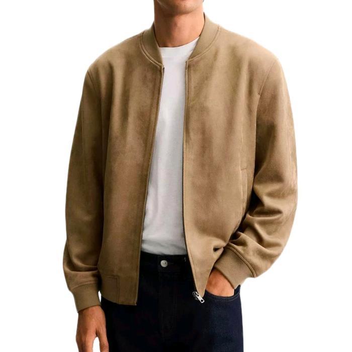Jaket Bomber Zara Suede Jaket Pria Beige Authentic