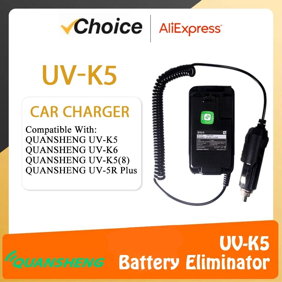 Quansheng Uv-K5 Battery Eliminator 12V-24V Car Charger Uv-K6 Uv-5R Plus Uv-K5(8) Two Way Radios